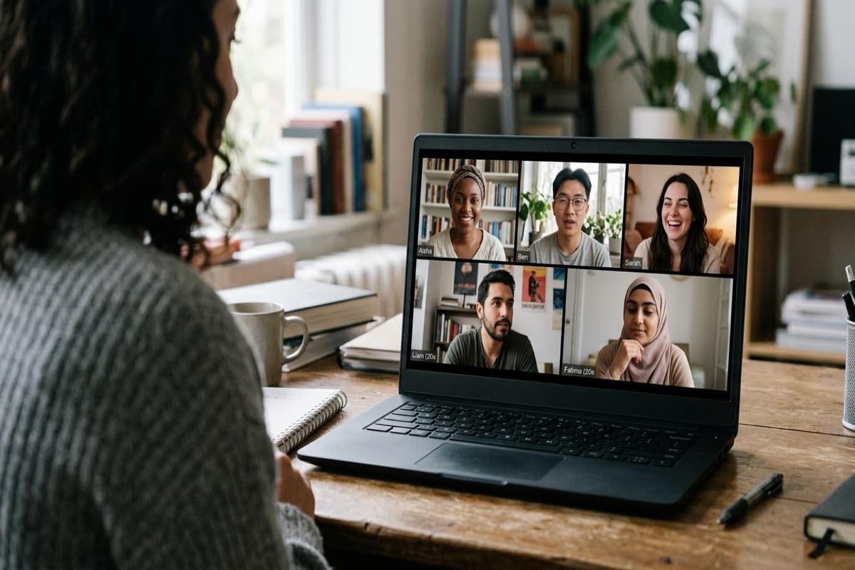 A person at a laptop