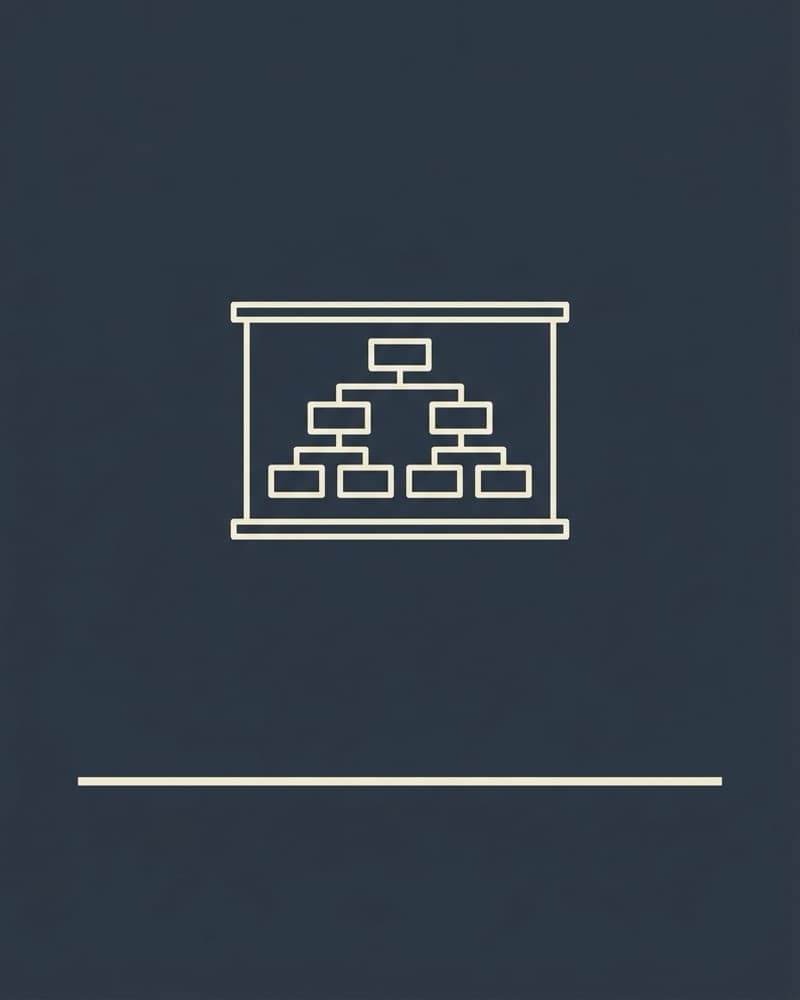 A dark navy cover with a cream line-art icon of an organizational hierarchy chart displayed on a screen